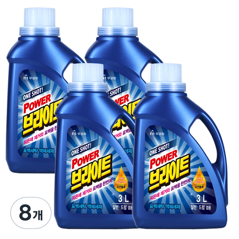 브라이트 액체세제 본품, 3L, 8개