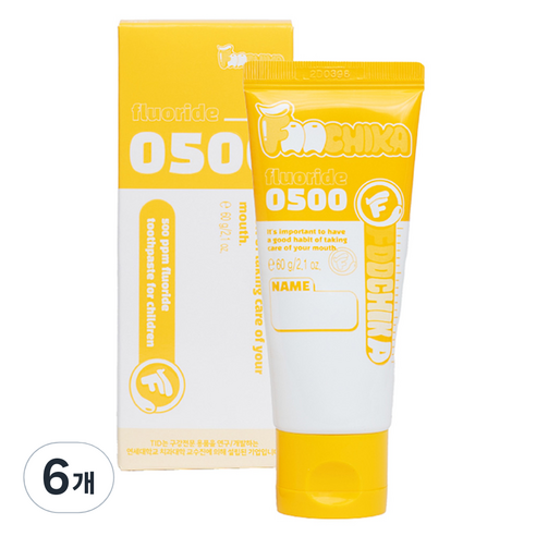 티드 푸치카 에프 500 저불소 500ppm 어린이 치약 6~24개월, 60g, 6개