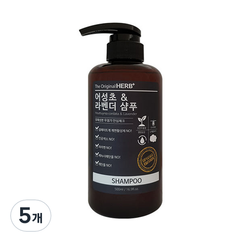 허브플러스 어성초 & 라벤더 샴푸, 500ml, 5개