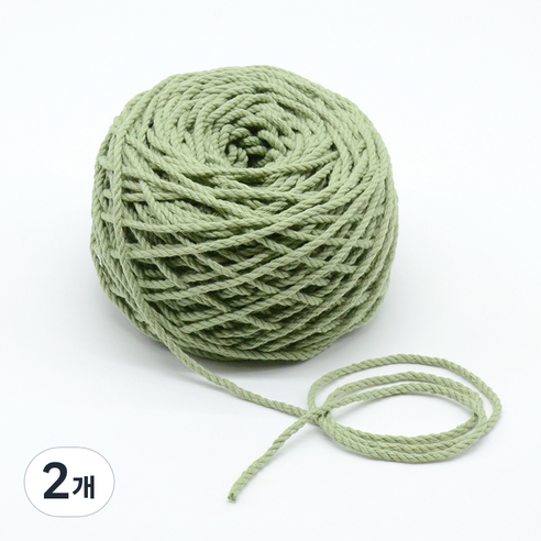 마크라메 색상 면사 3mm 100g, 세이지, 2개