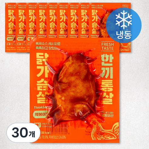 한끼통살 닭가슴살 떡볶이맛 (냉동), 100g, 30개