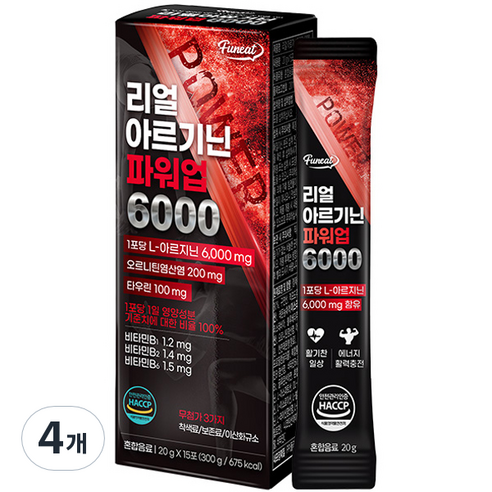퍼니트 리얼 아르기닌 파워업 6000 15포, 300g, 4개