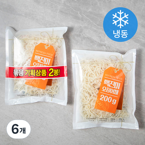 백진미 오징어채 (냉동), 200g, 6개