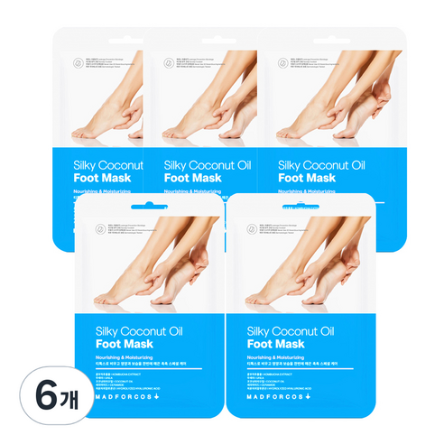 매드포코스 촉촉한 실키 코코넛 오일 풋마스크, 5개입, 6개, 16ml