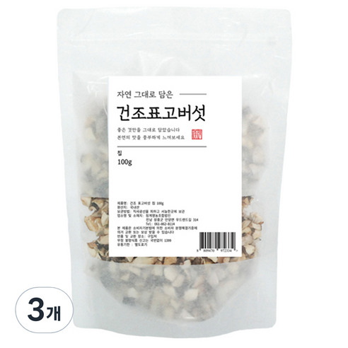 자연그대로담은 유기농 건조표고버섯 칩, 100g, 3개