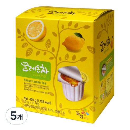 꽃샘식품 꽃샘 꿀레몬차포션, 30g, 15개입, 5개