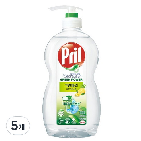 프릴 그린파워 레몬 그라스 주방세제, 750ml, 5개