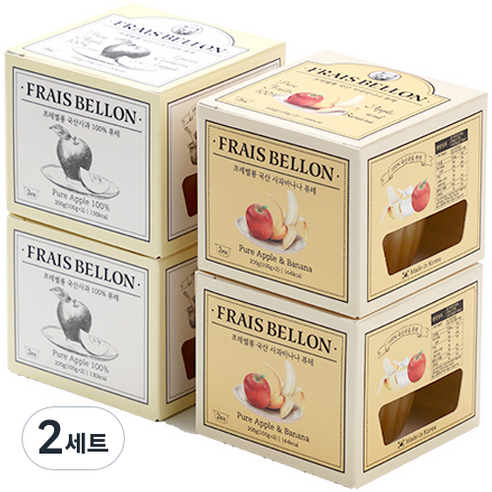 프레벨롱 국산 과일퓨레 4팩, 사과, 사과바나나, 100g, 2세트