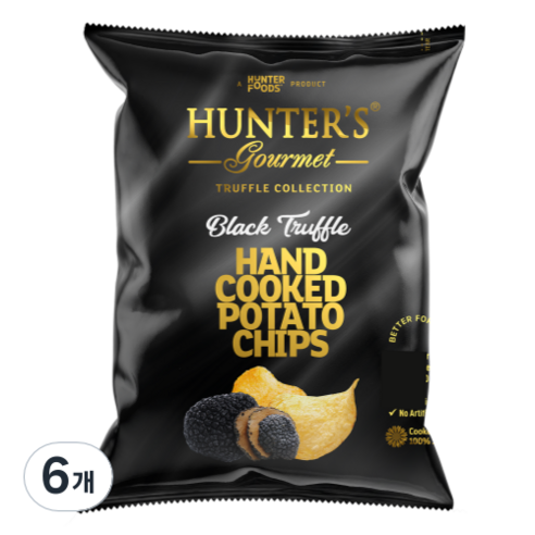 헌터스고메 수제감자칩 블랙트러플, 125g, 6개