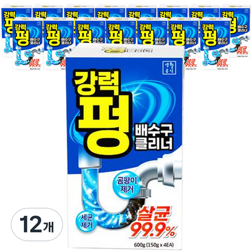 생활공식 강력 펑 배수구 클리너 4p, 600g, 12개