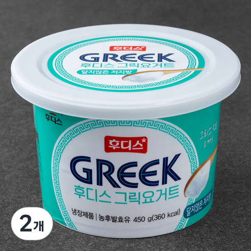 후디스 그릭요거트 달지않은 저지방, 450g, 2개