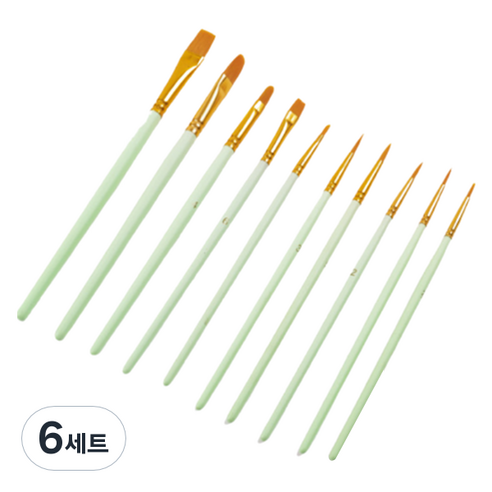 심플라인 수채화 붓 10종 세트 그린, 6세트