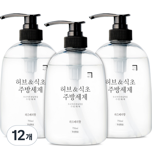 살림백서 허브 앤 식초 주방세제 라즈베리향, 12개, 750ml