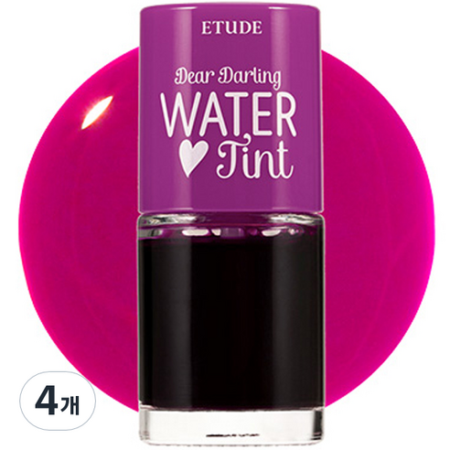 에뛰드 NEW 디어 달링 워터 립틴트 9g, 그레이프 에이드, 4개