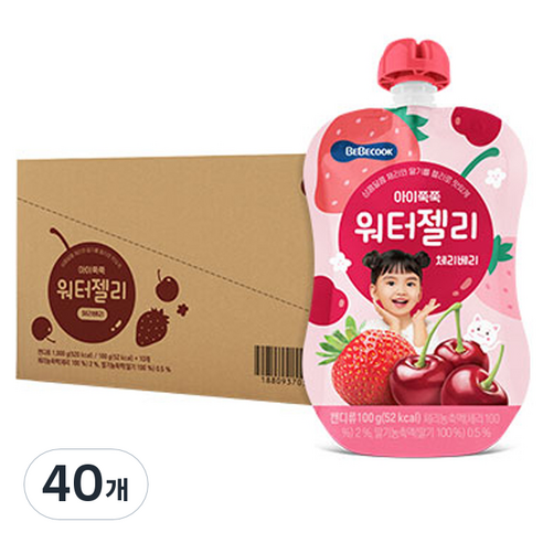 베베쿡 아이쭉쭉 워터젤리 100g, 4개, 체리베리