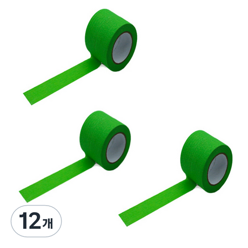 만들하비 컬러 종이 마스킹 테이프 1.5cm x 13m, 그린, 12개
