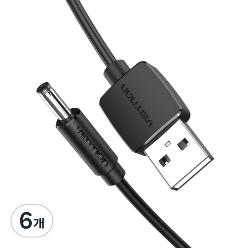 벤션 USB A-DC 3.5mm 충전케이블 CEX, 1.5m, 블랙, 6개