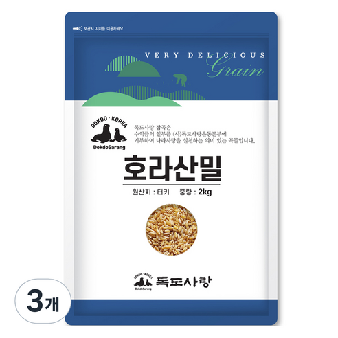 독도사랑 호라산밀, 2kg, 3개
