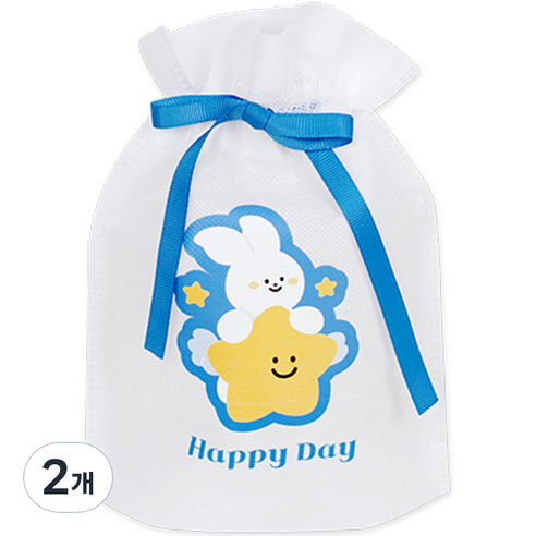 도나앤데코 별나라 토끼 선물 포장 부직포백 18 x 22 cm 10p, 003 별과 토끼, 2개