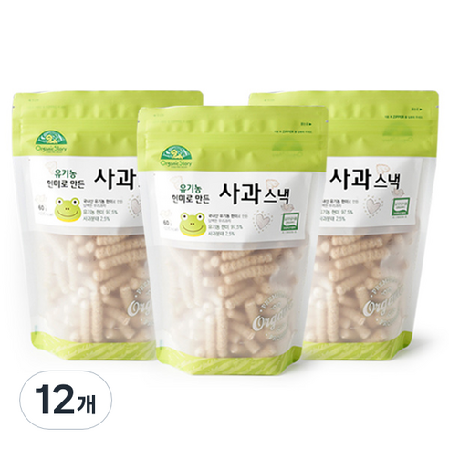 오가닉스토리 유기농 현미로 만든 사과 스낵, 60g, 12개