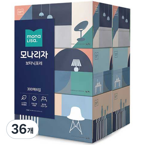 모나리자 보타닉포레 미용티슈, 300매, 36개