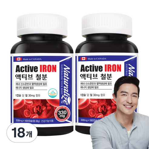 네추럴라이즈 액티브 철분 33g, 100정, 18개