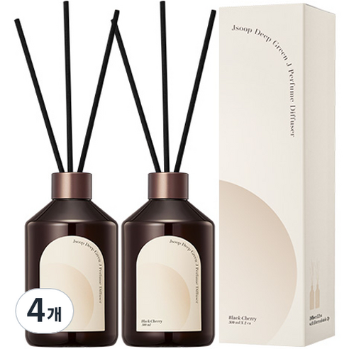 제이숲 딥그린제이 퍼퓸 디퓨저, 블랙체리, 300ml, 4개