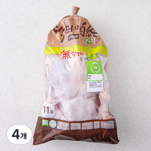 마니커 닭터의자연 무항생제 인증 1등급 닭백숙용 11호 (냉장), 1050g, 4개