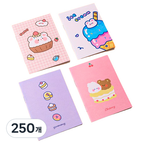 마켓감성 캐릭터 미니 연습장, 랜덤발송(디저트시리즈), 250개