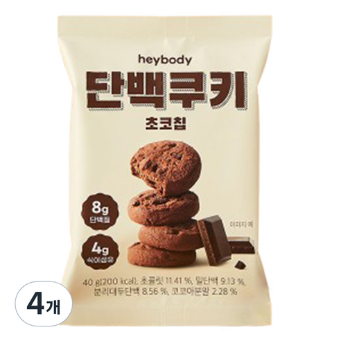 헤이바디 단백쿠키 초코칩, 40g, 4개