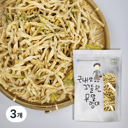 월드블링 국내산 꼬들한 무말랭이, 300g, 3개
