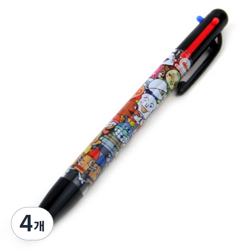 썬스타 호빵맨 3색볼펜 0.7mm, 블랙, 4개