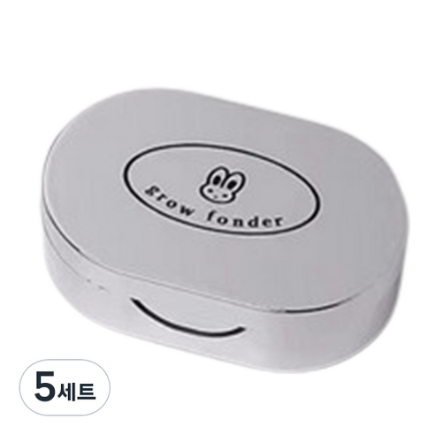 특별한상점 크롬 렌즈통 콘택트렌즈케이스 + 렌즈집게 세트, 실버 래빗, 5세트