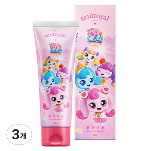 켄트로얄 캐치티니핑 키즈 어린이 야채 치약 딸기향, 80g, 3개