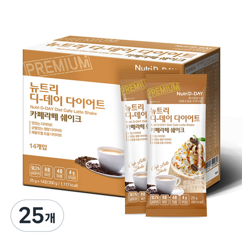 뉴트리디데이 다이어트 카페라떼 쉐이크, 350g, 25개