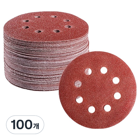 OON 원형 사포 샌딩 페이퍼 8홀 120방 125mm, 100개