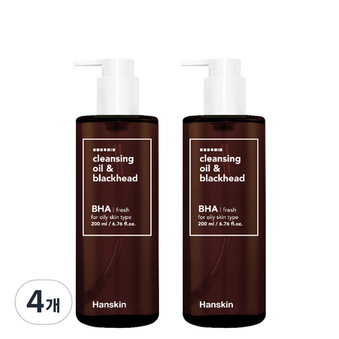 한스킨 클렌징오일 앤 블랙헤드 BHA, 200ml, 4개