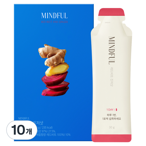 푸드올로지 마인드풀 레드비트 진저샷, 300g, 10개