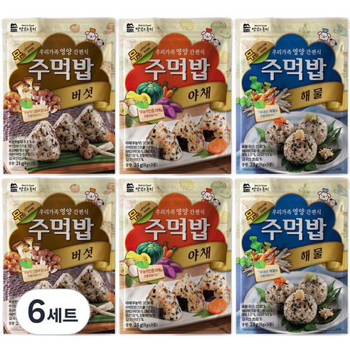 맛있는풍경 주먹밥 야채 24g + 버섯 24g + 해물 24g, 72g, 6세트