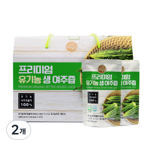 제주농장 프리미엄 유기농 생 여주즙 30p, 1800ml, 2개