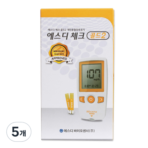 에스디 체크 골드2 혈당측정기, 5개, SD CHECK GOLD 2 Blood Glucose Monitoring System(01GC22)