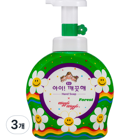 아이깨끗해 위글위글 핸드워시 용기 숲속산책향, 490ml, 3개