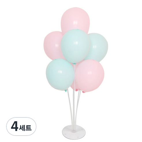 와우파티코리아 마카롱 풍선 7p + 꽂이 세트, 그린 + 핑크, 4세트