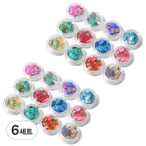스위스녹스 자개 글리터 네일 파츠 12종 세트, 6세트, 03