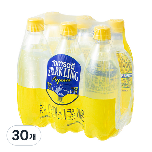 탐사 아쿠아 스파클링 레몬 무라벨, 30개, 500ml