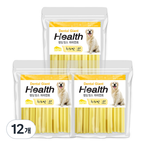 덴탈헬스 자이언트 애견껌, 치즈맛, 260g, 12개