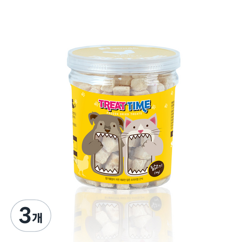 트릿타임 강아지 동결건조간식, 3개, 닭고기트릿, 70g