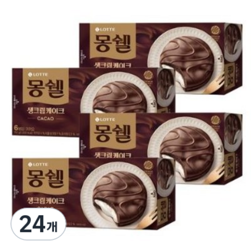 롯데제과 몽쉘 카카오 생크림 케이크, 192g, 24개