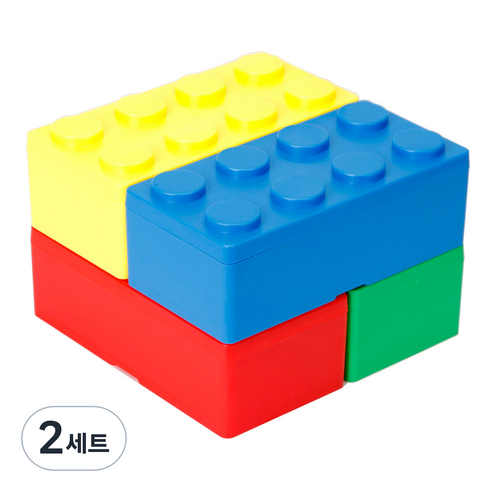 인디케이 직사각 블럭 수납 4종 세트, 혼합색상, 2세트