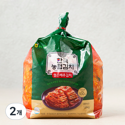 한국농협김치 썰은 배추김치, 1.8kg, 2개